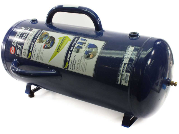 Campbell Hausfeld ET2000 8-gallon air storage tank – right side with product label and carry handle visible