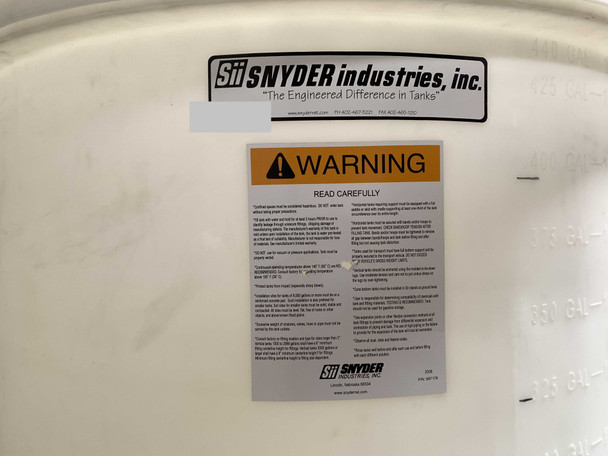 Snyder Industries 440 Gallon Water Tank with ASM Support Stand