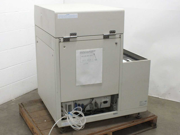 Nicolet ECO-8S rear panel view showing power connections, documentation label, and partially open rear drawer
