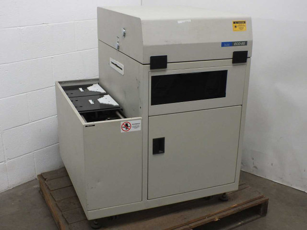 Nicolet ECO-8S FT-IR FTIR Spectrometer full front-left view on pallet, lower cabinet door and left sample drawer open