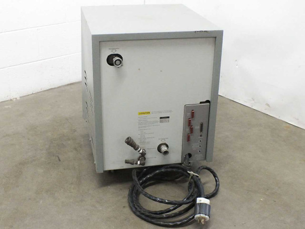 Ebara CryoCompressor 4.8 323-0084 rear view showing water supply/return fittings, helium return port, rear control panel, and power cable