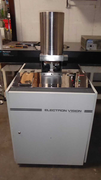 Electron Vision ElectronCure 30X – front view in lab setting showing full cabinet with white panels, 'ELECTRON VISION' lettering, and electron column assembly