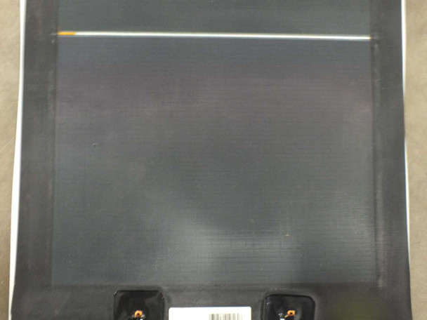 Xunlight XUS19-134 amorphous silicon solar cell surface close-up showing thin-film cell strips and MC4 connector junction areas