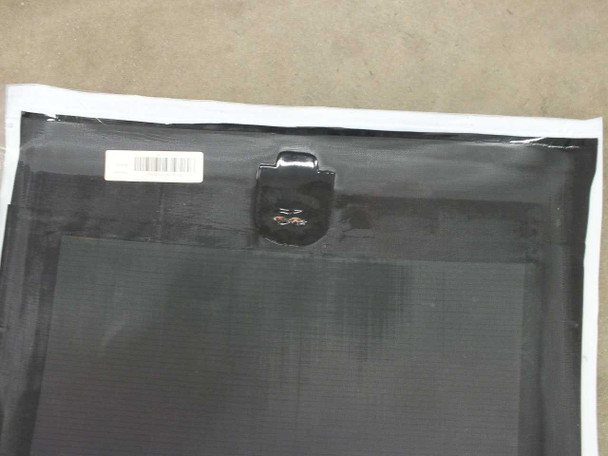 Xunlight XRS10-83 solar panel back showing barcode label and copper contact junction box tab connector
