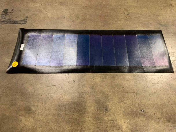 Xunlight XSS11-35 35W amorphous solar panel front surface showing cell discoloration and wear across cells