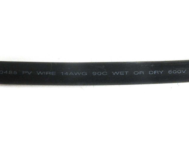 14AWG PV wire cable marking – label reads PV WIRE 14AWG 90C WET OR DRY 600V