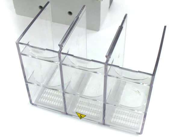 Siemens HMX3B600 clear plastic terminal shroud/enclosure accessory with three compartments and warning label