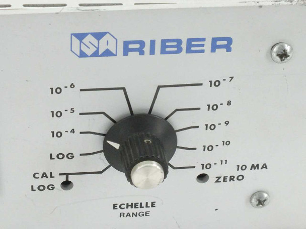 Riber JBA 12A front panel close-up – ECHELLE RANGE rotary selector knob showing log scale positions from 10^-4 to 10^-11