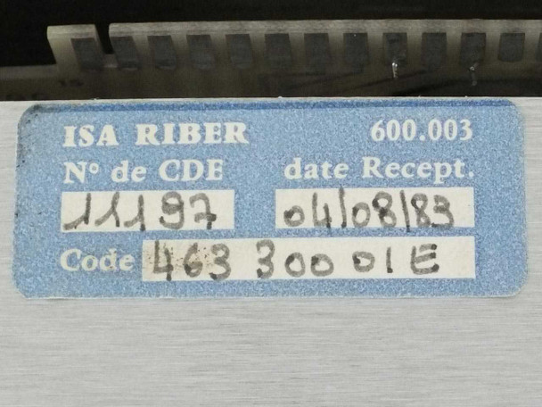 ISA Riber label on JBA 12A showing order number 11197, receipt date 04/08/83, and code 463 300 01E
