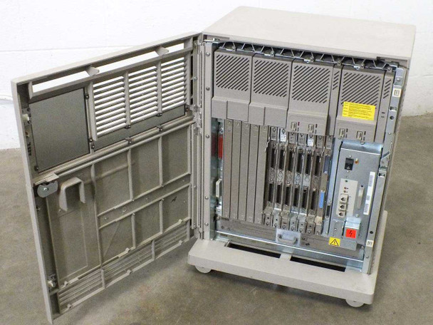 DEC B400X interior view with front door open showing backplane, installed expansion boards and power section