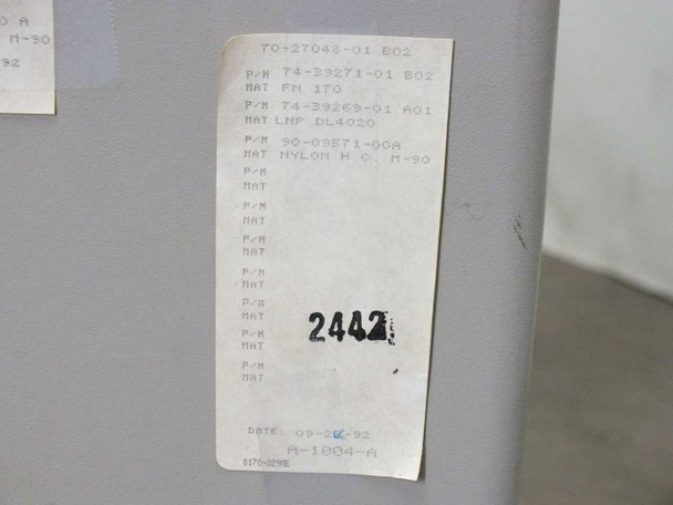 Second internal label on DEC B400X showing part numbers 74-39271-01, 74-39269-01, 90-09E71-00A and date 09-26-92