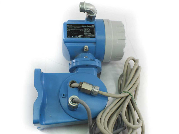 Endress+Hauser Promag 10 flowmeter showing rating plate label on transmitter body and sensor with coaxial cable connectors