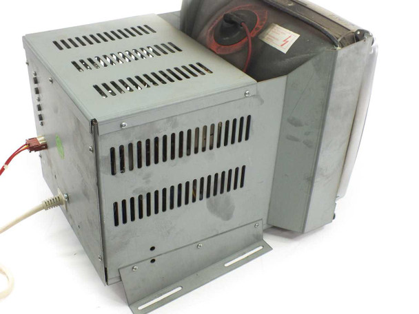 Lucius & Baer CC15V-NET CRT monitor left-side and rear view showing ventilation slots and bottom mounting bracket