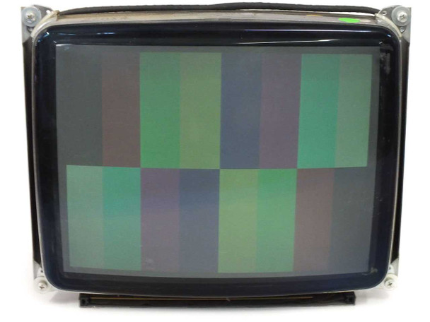 Lucius & Baer CC15V-NET 15-inch industrial CRT monitor front view displaying color bar test pattern