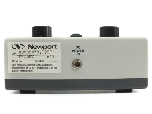 Newport FK-DRV – rear label showing Mfd. November 1992, model FK-DRV, serial 611, 21 CFR Subchapter J compliance, and DC Power In jack