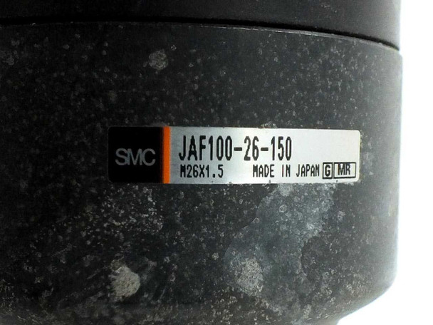 SMC JAF100-26-150 floating joint label showing model number, M26x1.5 thread specification, Made in Japan, and SMC brand marking