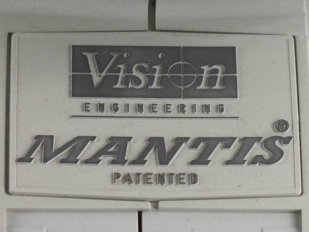 Vision Engineering Mantis — close-up of embossed nameplate reading 'Vision Engineering MANTIS PATENTED'