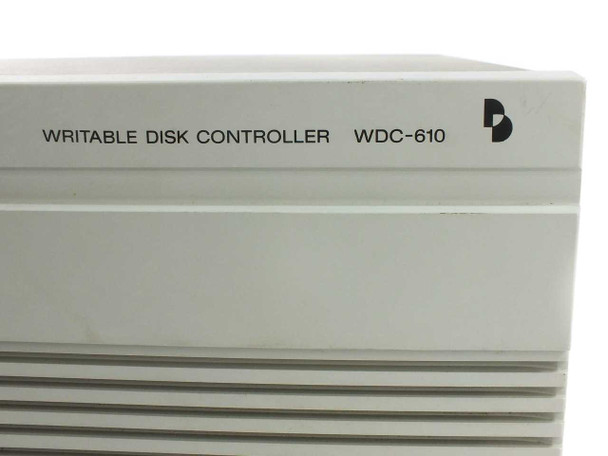 Sony WDC-610 front panel label closeup — 'WRITABLE DISK CONTROLLER WDC-610' text and Sony disc logo