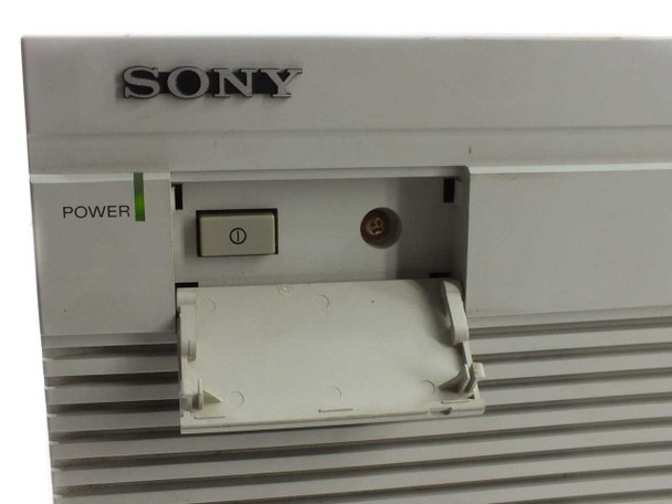 Sony WDC-610 front panel detail — Sony logo, POWER button, power indicator LED, and media slot door