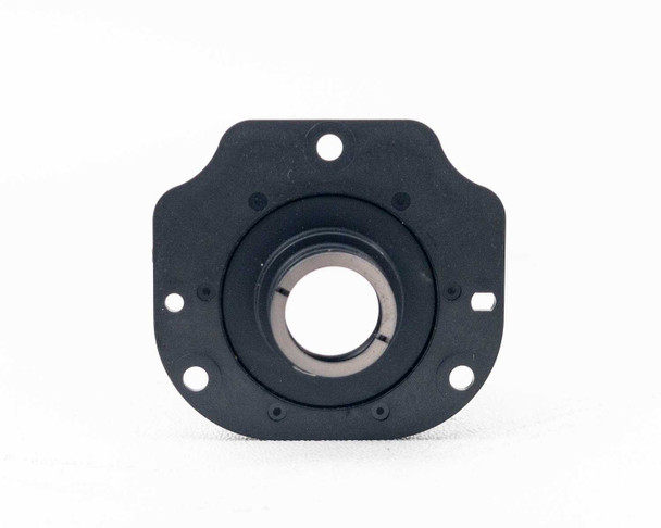 LCD projector lens assembly – rear view showing mounting flange with four bolt holes and lens barrel seat