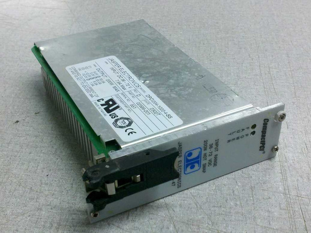 Jasper Electronics DPCI204-1022-4-SS CompactPCI DC-DC converter – angled top view showing rating label and UL/CE markings