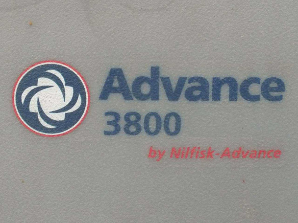 Advance 3800 by Nilfisk-Advance logo decal closeup on machine body