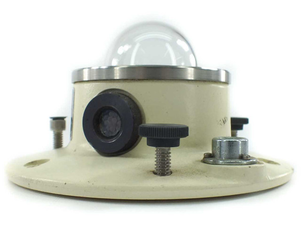 Eppley 8-48 Pyranometer side view showing circular housing, knurled leveling screws, and multi-pin connector