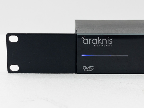 Araknis Networks AN-310-RT-4L2W close-up of front panel logo and OvrC enabled badge