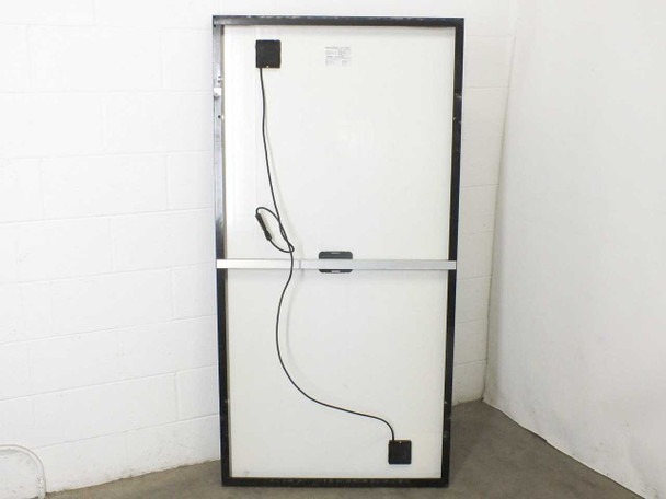 Schuco S 180-SPU-4 solar panel – rear view showing white backsheet, junction boxes, and MC4 output cable leads
