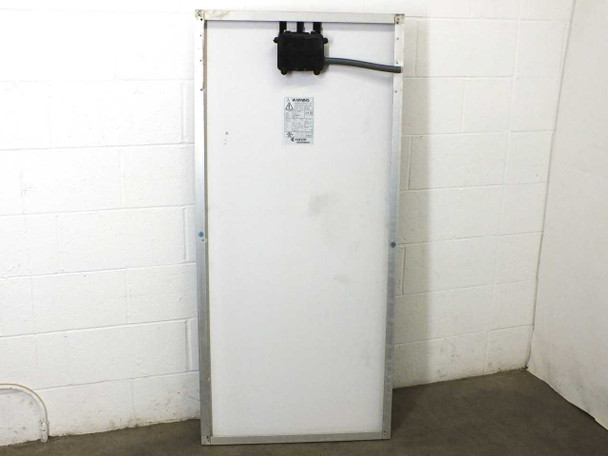 Kyocera KC120-1 solar panel – rear view showing white backsheet and junction box with output cable