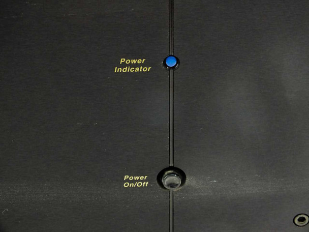B&K Components CT600 front panel closeup — Power Indicator blue LED and Power On/Off toggle switch detail