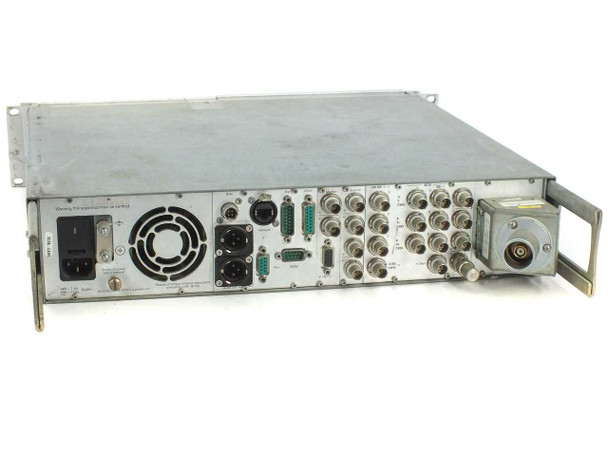 Grass Valley 8926 Camera Base Station – rear panel showing power inlet, cooling fan, DB9 connectors, and multiple BNC output connectors