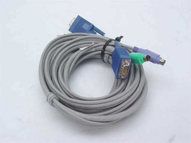 Compaq 147095-001 12-foot KVM cable coiled on white surface showing full cable length with VGA and PS/2 connectors at one end