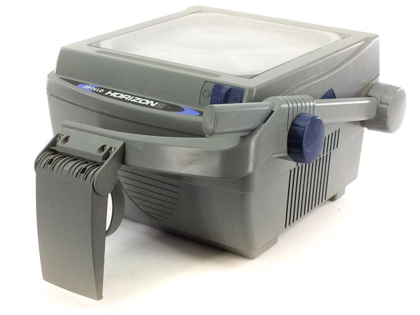 Apollo Horizon 2 V16000 overhead projector – top-down front view showing projection stage, focus knob, and Apollo Horizon 2 nameplate