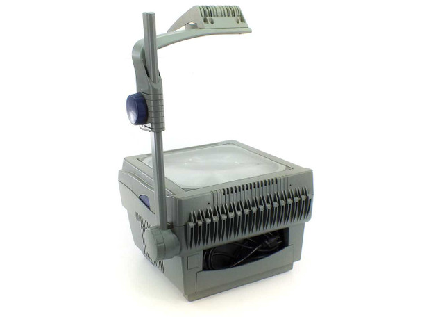 Apollo Horizon 2 V16000 overhead projector – rear three-quarter view with arm folded, power cord visible beneath stage