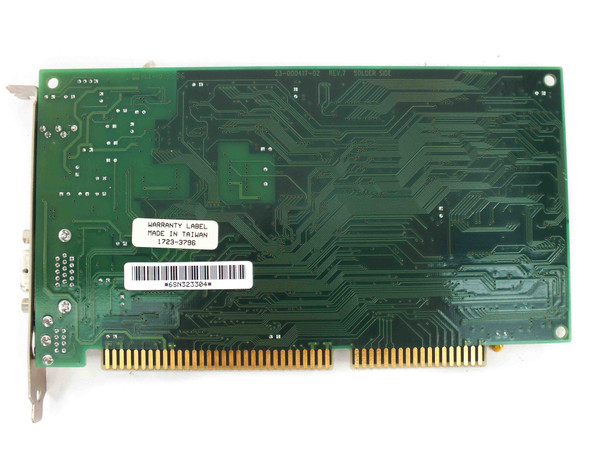 Sigma Designs RealMagic 53-000417 PCB solder side showing Made in Taiwan warranty label and board traces