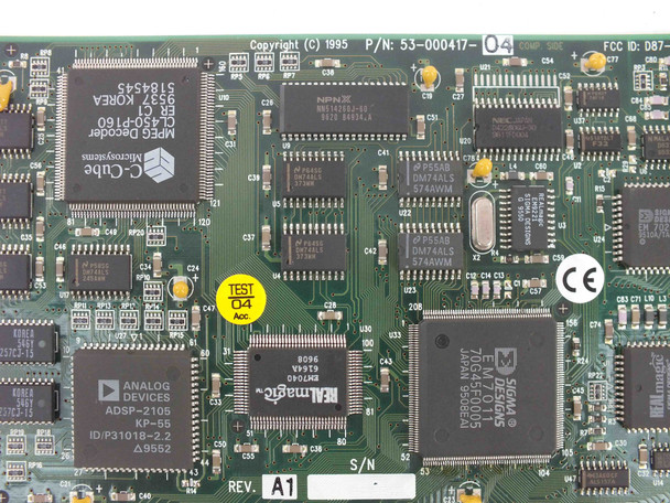 Close-up of RealMagic 53-000417 PCB showing C-Cube CL450-P160, Analog Devices ADSP-2105, and RealMagic controller chips