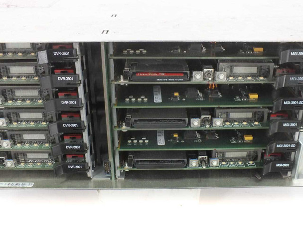 Leitch FR-3923 NEO Frame Synchronizer – internal card bay close-up showing DVR-3901 and MGI-3901-SD card labels