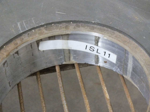 Rim/inner bore detail of a Lapmaster lapping plate showing white label marked 'ISL 11'