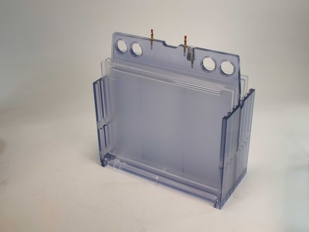Ettan DALTsix gel casting cassette — clear acrylic body with gold electrode pins at top