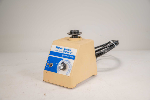 Fisher Scientific Vortex Genie 2 G-560 vortex mixer – right front angle view showing front panel label Cat. No. 12-812 and speed control knob
