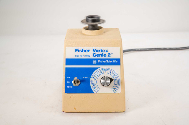 Fisher Scientific Vortex Genie 2 G-560 – front panel close-up showing On/Off/Touch toggle and variable speed dial