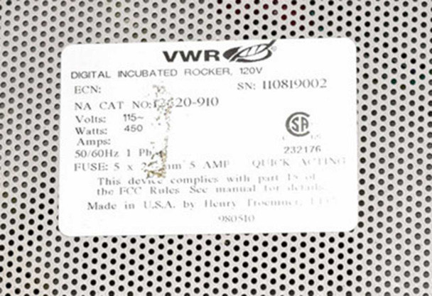VWR Scientific 12620-910 Digital Incubating Rocker 10x7.5 inch Tray 1-50rpm