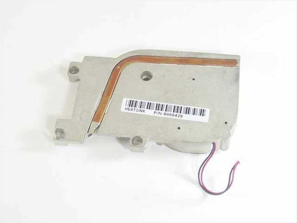 Gateway Solo 5300 heatsink P/N 8005428 — underside/rear view showing copper heat pipe and product label with barcode