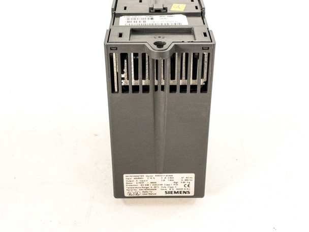 Siemens 6SE3211-4DA40 Micromaster Vector Drive – side view showing heat sink fins and rating plate