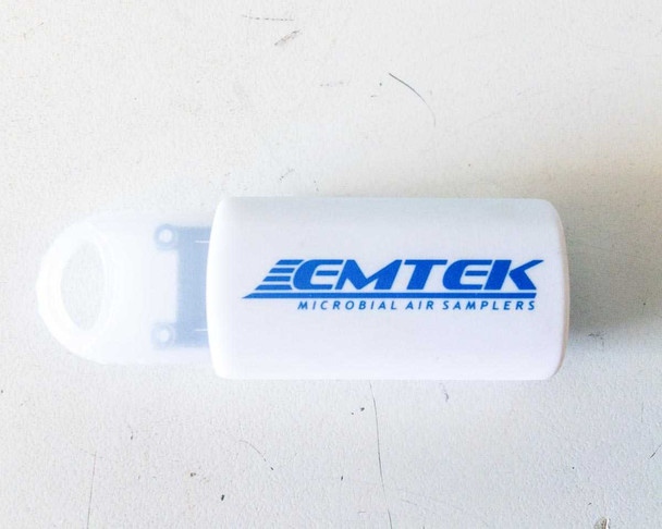 EMTEK branded white USB drive labeled 'Microbial Air Samplers'