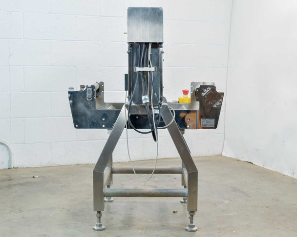 Anritsu KD8125AW metal detector rear view showing cable routing and stainless steel frame structure