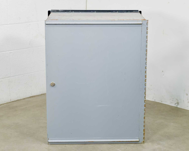 Salsbury 3620 mailbox rear view – back panel showing gray metal surface with mounting hardware