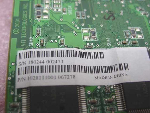 ATI 1028111001 PCB label showing part number 1028111001 067278, serial number, and Made in China marking