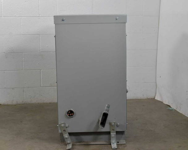 MGM Transformer AD370 – rear left side panel view showing conduit stub and floor mounting bracket